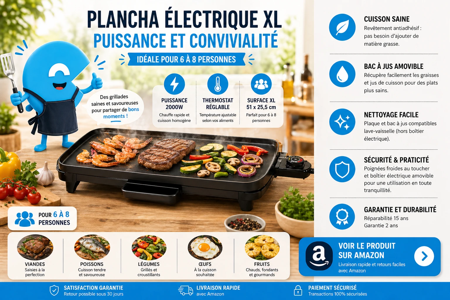 Tefal Malaga Plancha électrique XL 2000W