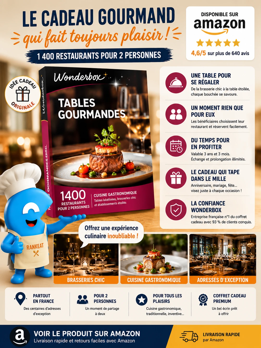 Wonderbox Tables Gourmandes — 1400 restaurants pour 2