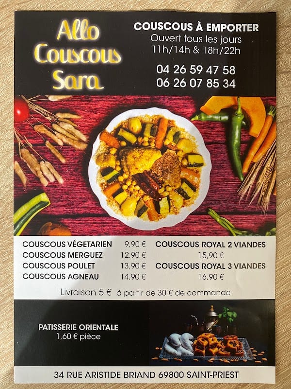 Restaurant Allo Couscous Sara à Saint-Priest, France