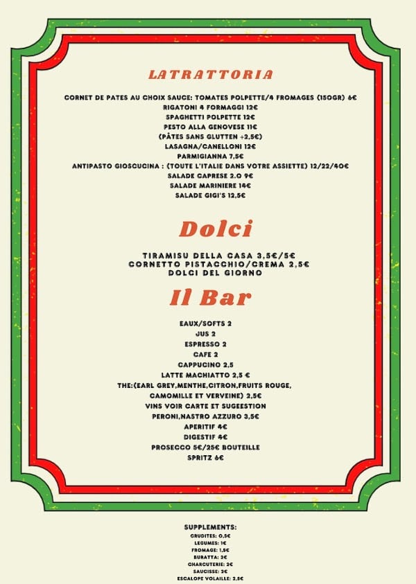 Restaurant Gigi’s Trattoria Liège à Seraing, Belgique