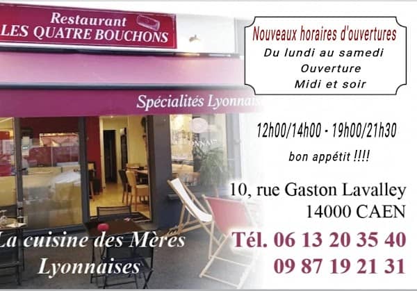Restaurant Les Quatre Bouchons – Authentique Bouchons Lyonnais à Caen, France