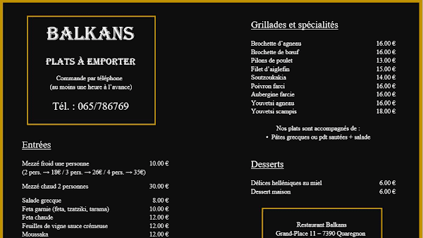Restaurant Les Balkans à Quaregnon, Belgique