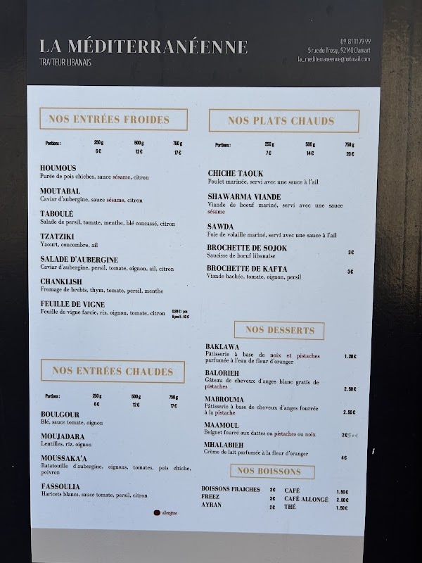 Restaurant La Méditerranéenne – Traiteur Libanais à Clamart, France