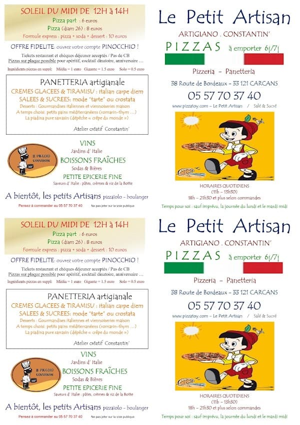 Restaurant Le Petit Artisan Artigiano à Carcans, France