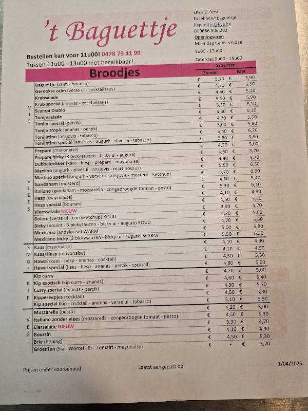 Restaurant ‘t Baguettje à Berlare, Belgique