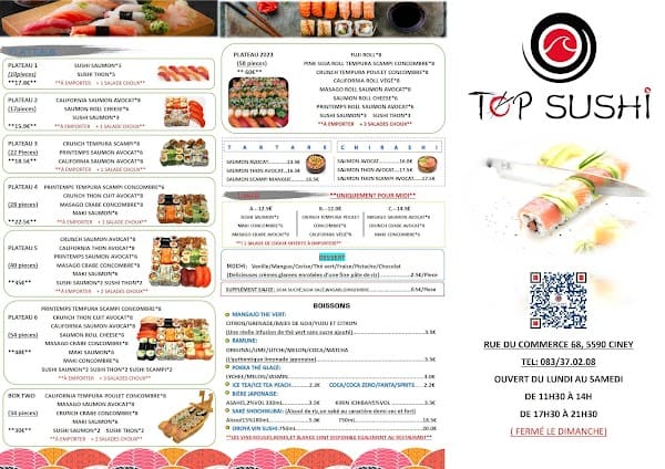 Restaurant TOP SUSHI à Ciney, Belgique