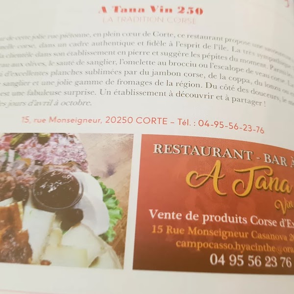 Restaurant A TANA-VIN250 à Corte, France