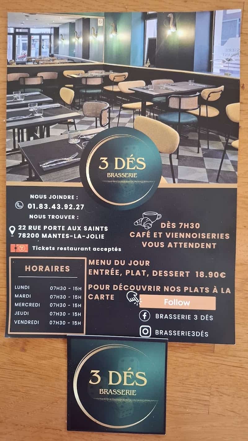 Restaurant Brasserie 3 Dés à Mantes-la-Jolie, France