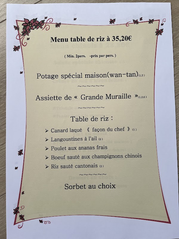 Restaurant La grande muraille de Chine à Spa, Belgique