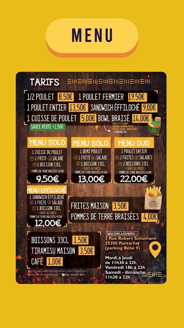 Restaurant Mon Poulet Braisé Pontarlier à Pontarlier, France