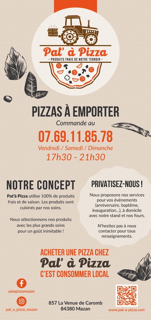 Restaurant Pat’ à pizza à Mazan, France