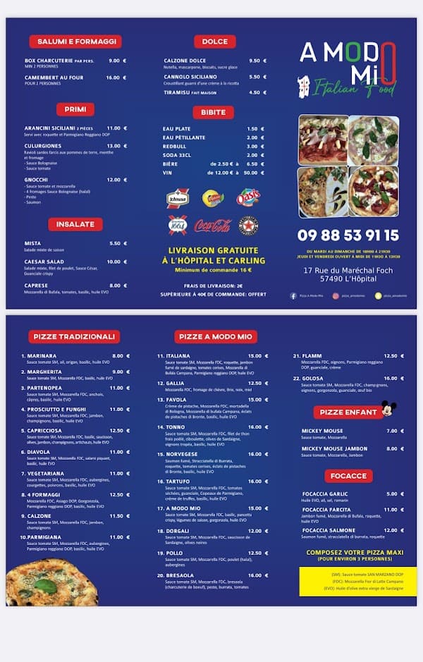 Restaurant PIZZERIA A MODO MIO – L’HÔPITAL à L'Hôpital, France