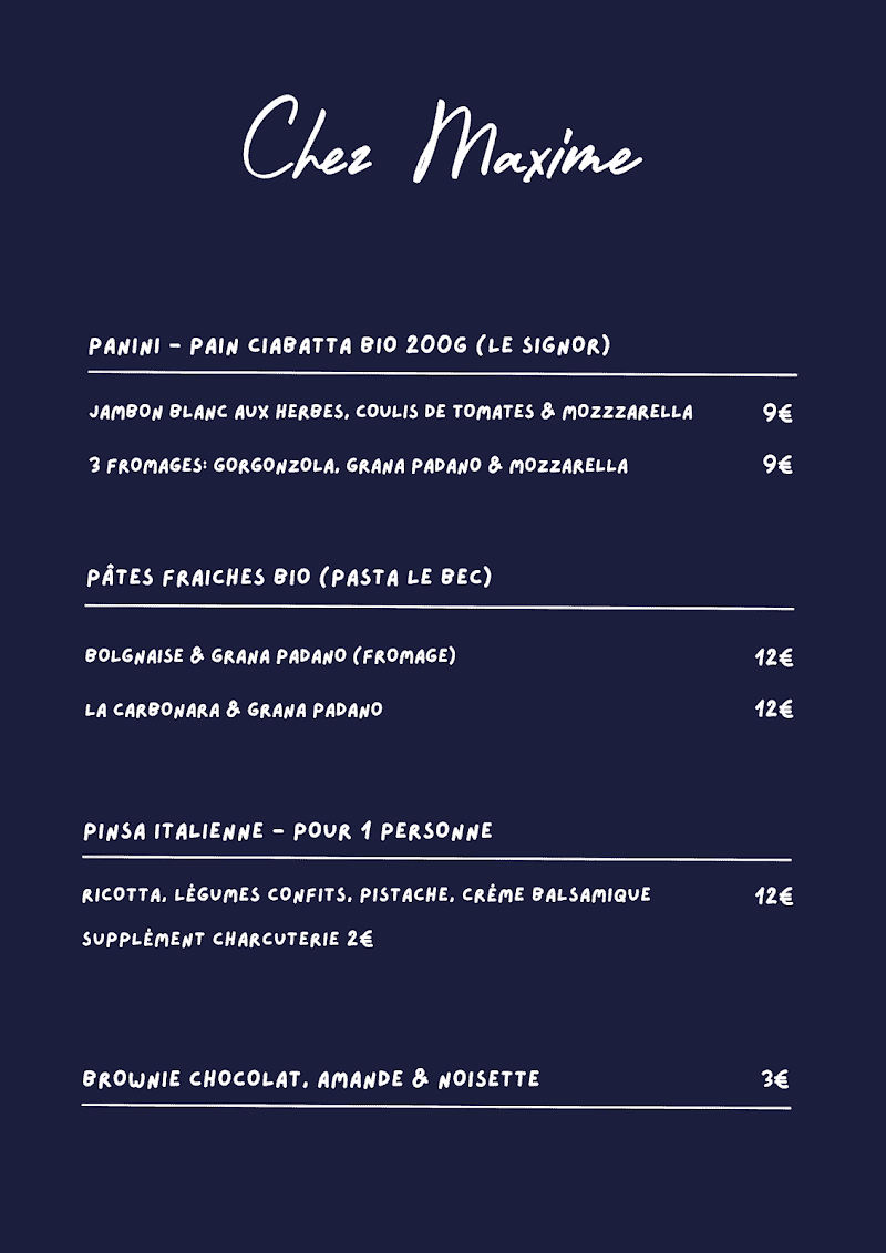 Restaurant Chez Maxime – Foodtruck Cantine Italienne à Penmarch, France