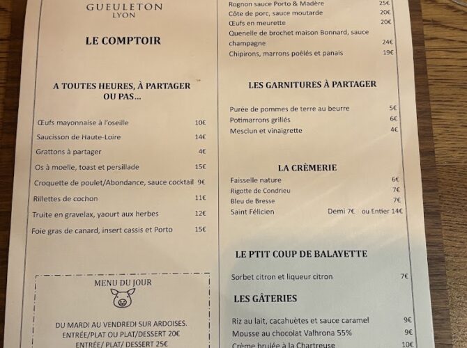 Restaurant Comptoir Gueuleton – Lyon à Lyon, France