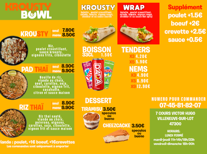 Restaurant KROUSTYBOWL à Villeneuve-sur-lot, France