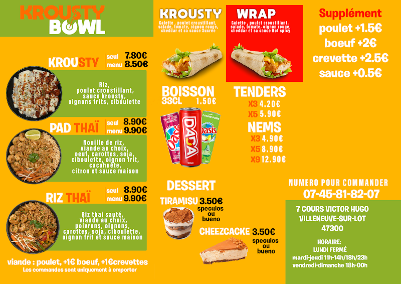 Restaurant KROUSTYBOWL à Villeneuve-sur-lot, France
