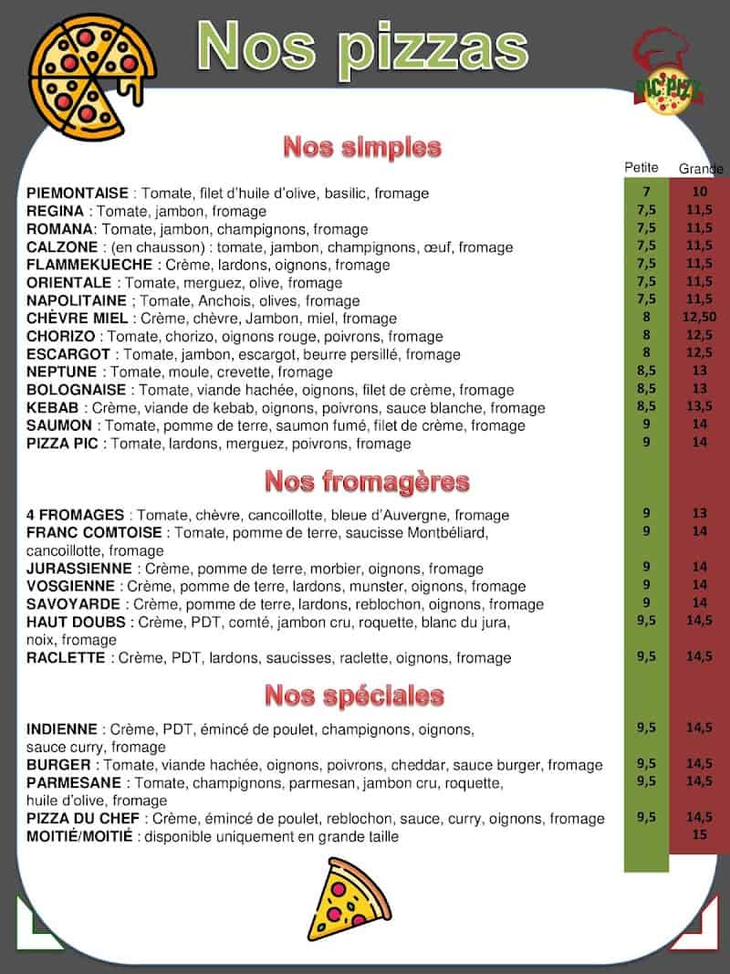 Restaurant Pic Pizz à Gray, France