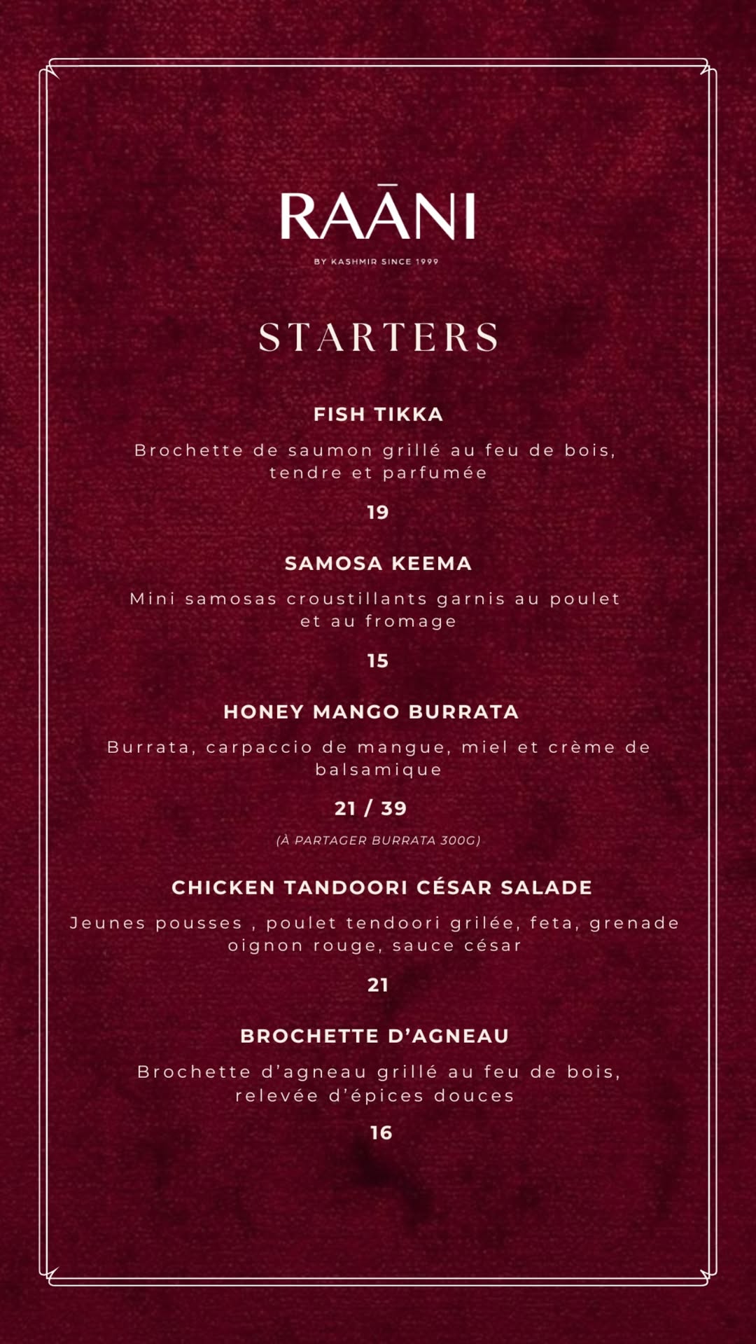 Restaurant RAANI à Villeneuve-Loubet, France