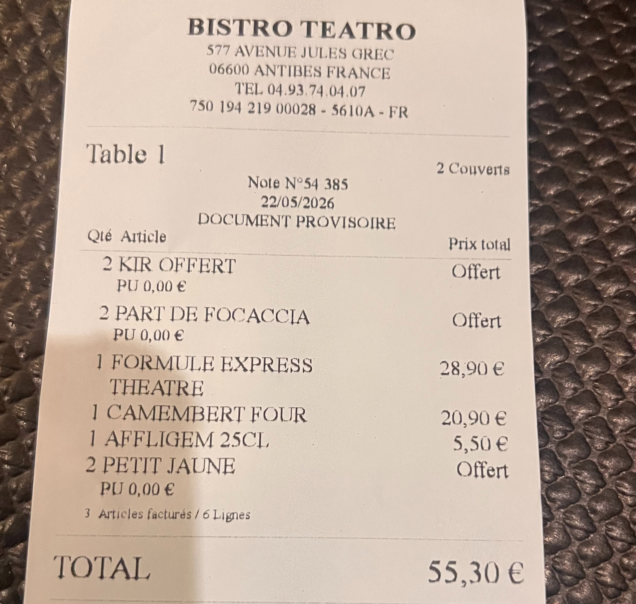 Restaurant BISTRO TEATRO à Antibes, France