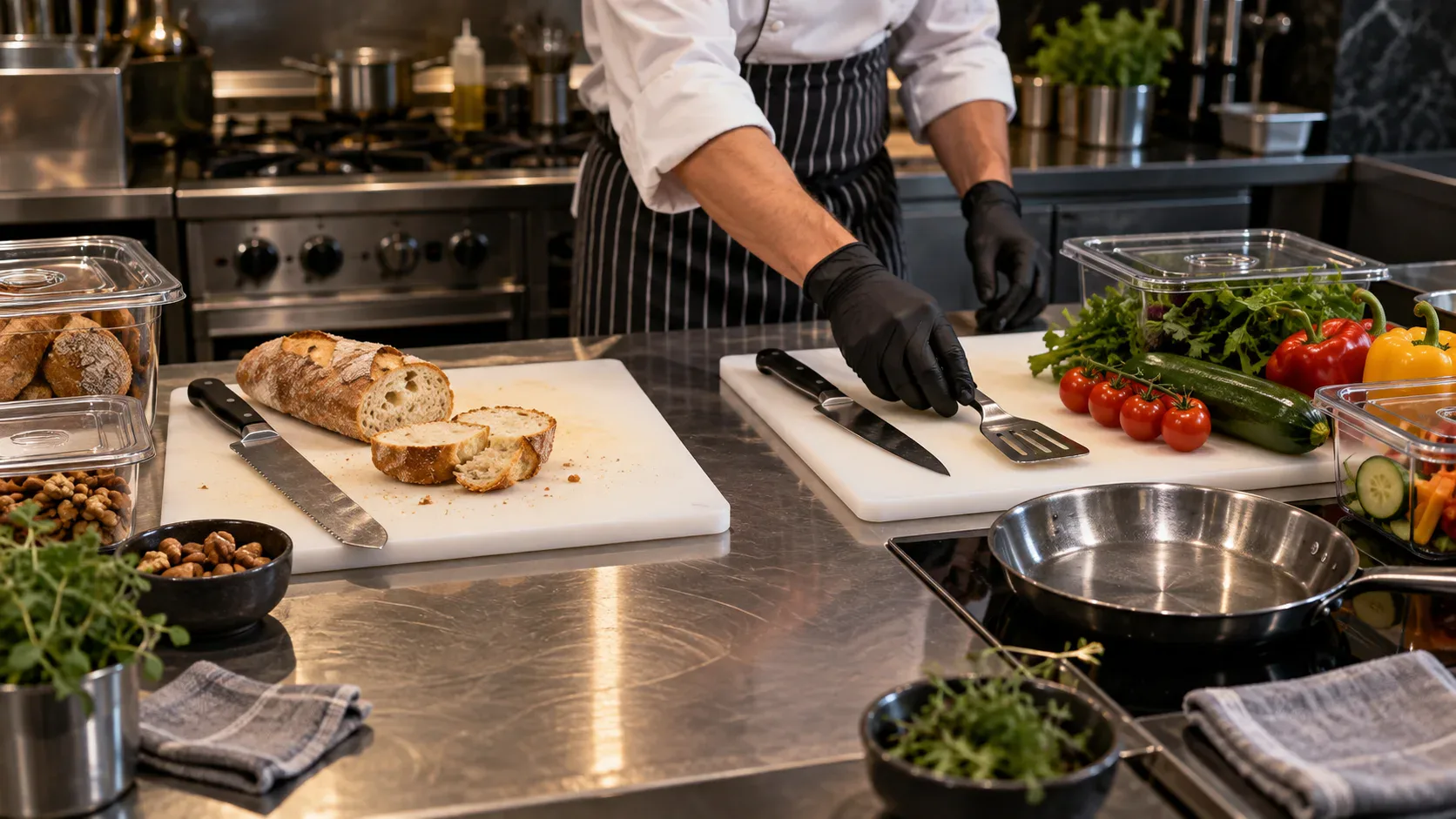 Ustensiles séparés en cuisine pour prévenir la contamination croisée