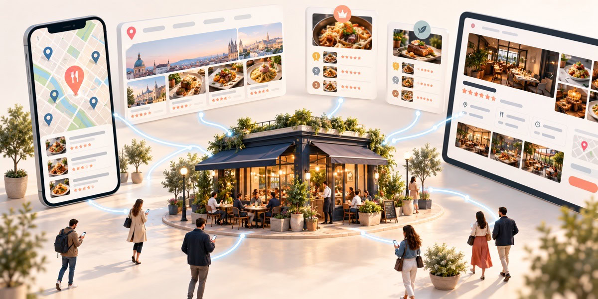 Restaurant visible sur une carte, un guide de restaurants et des classements locaux
